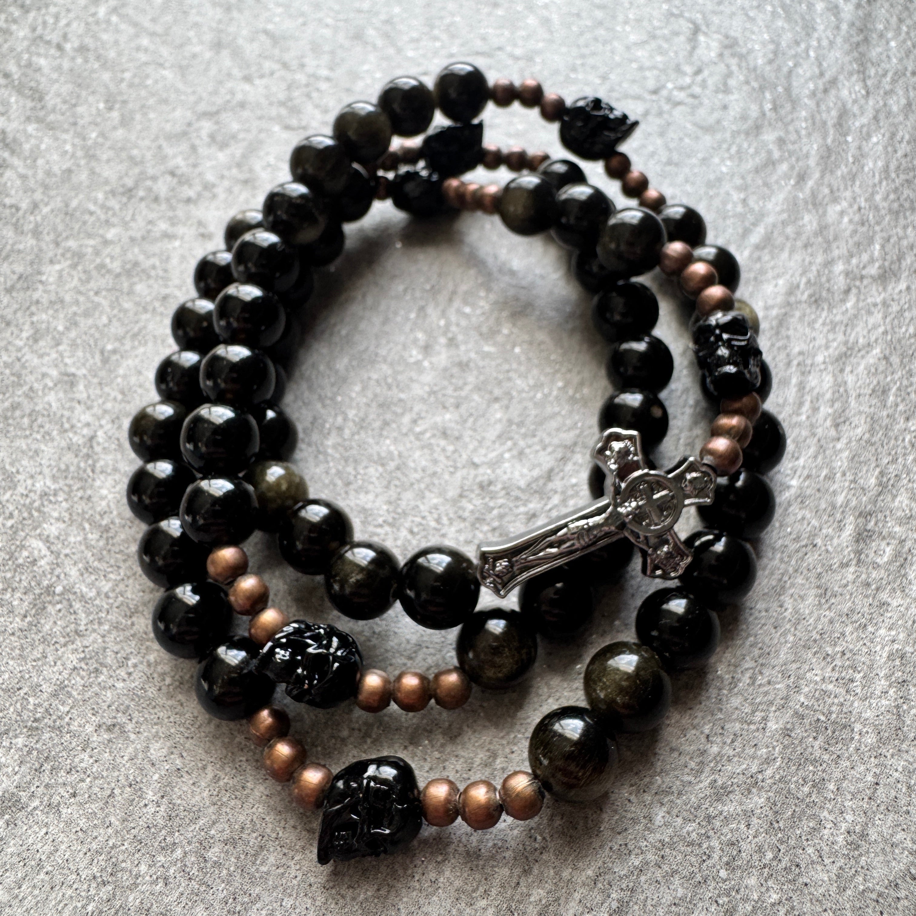Memento Mori | Triple Wrap Rosary Bracelet – Crux Invicta
