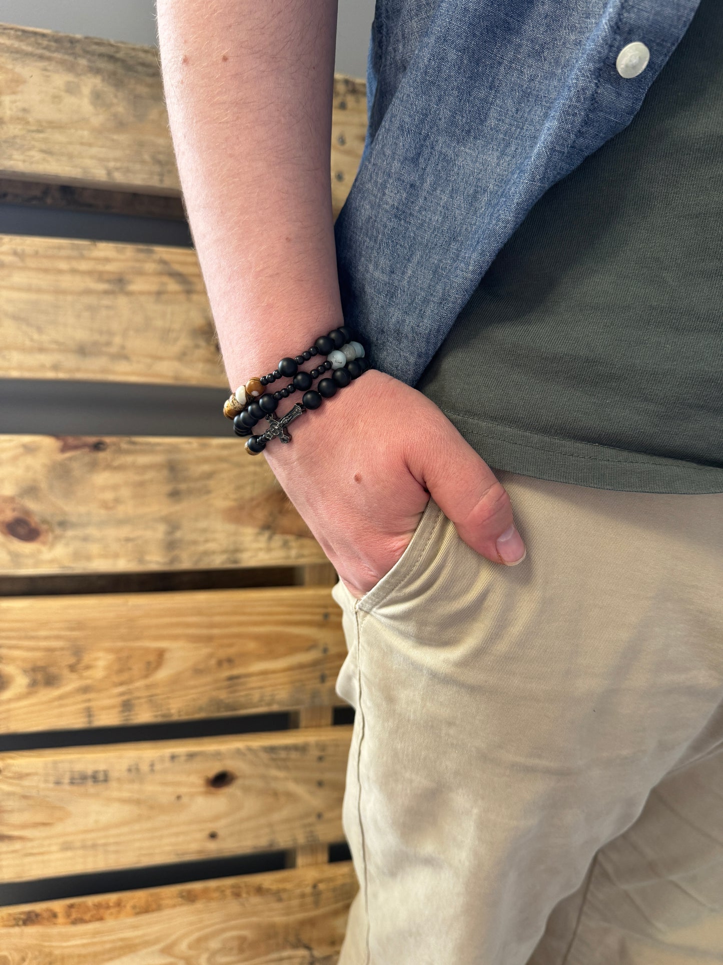 John the Baptist Triple Wrap Rosary Bracelet