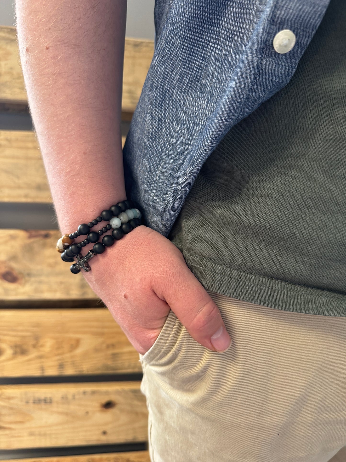 John the Baptist Triple Wrap Rosary Bracelet
