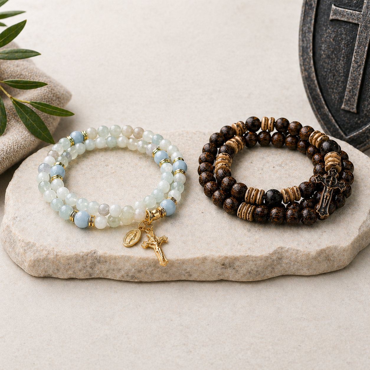 The Monica & Augustine Rosary Bracelet Set | Mother's Day Collection