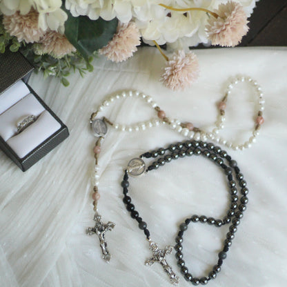 The Shield | Traditional Gemstone Rosary | Wedding Set Collection