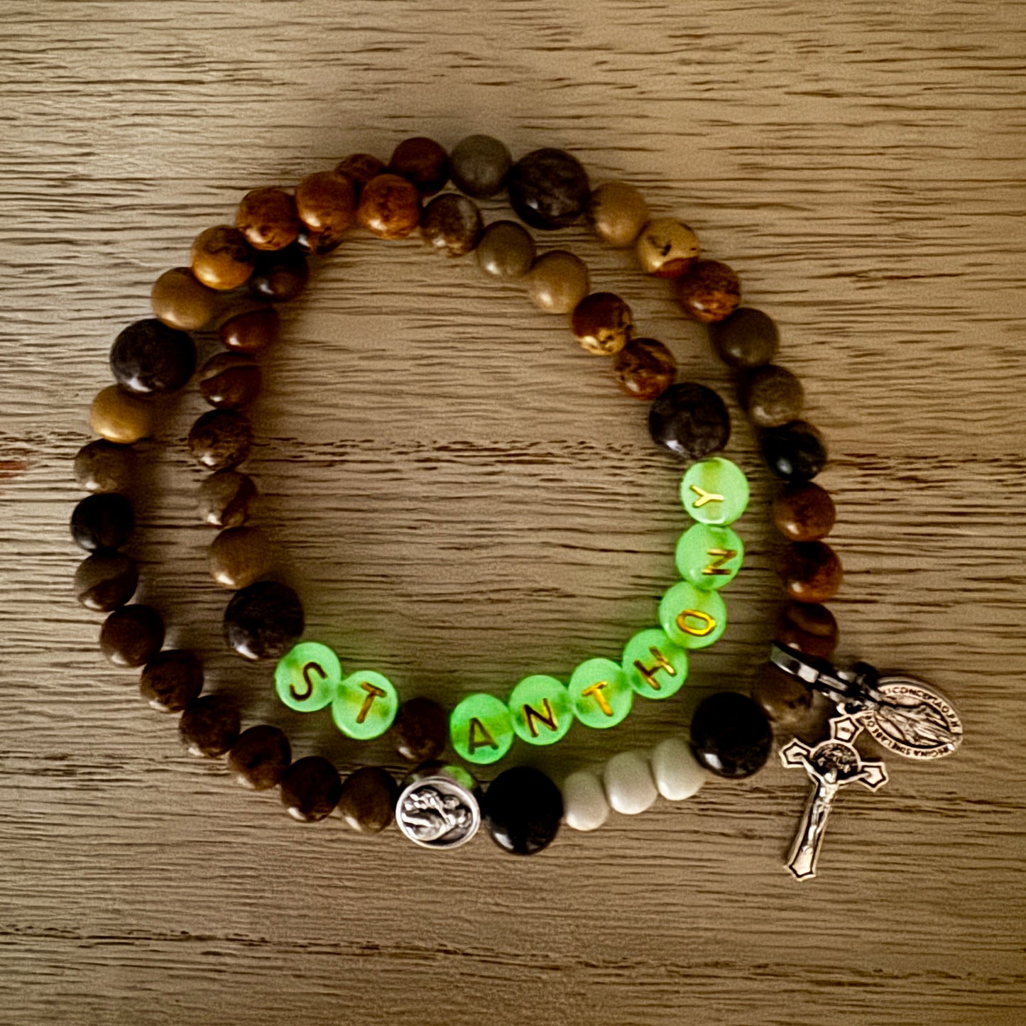 Saint Anthony Rosary Bracelet with Glow in the Dark Decade
