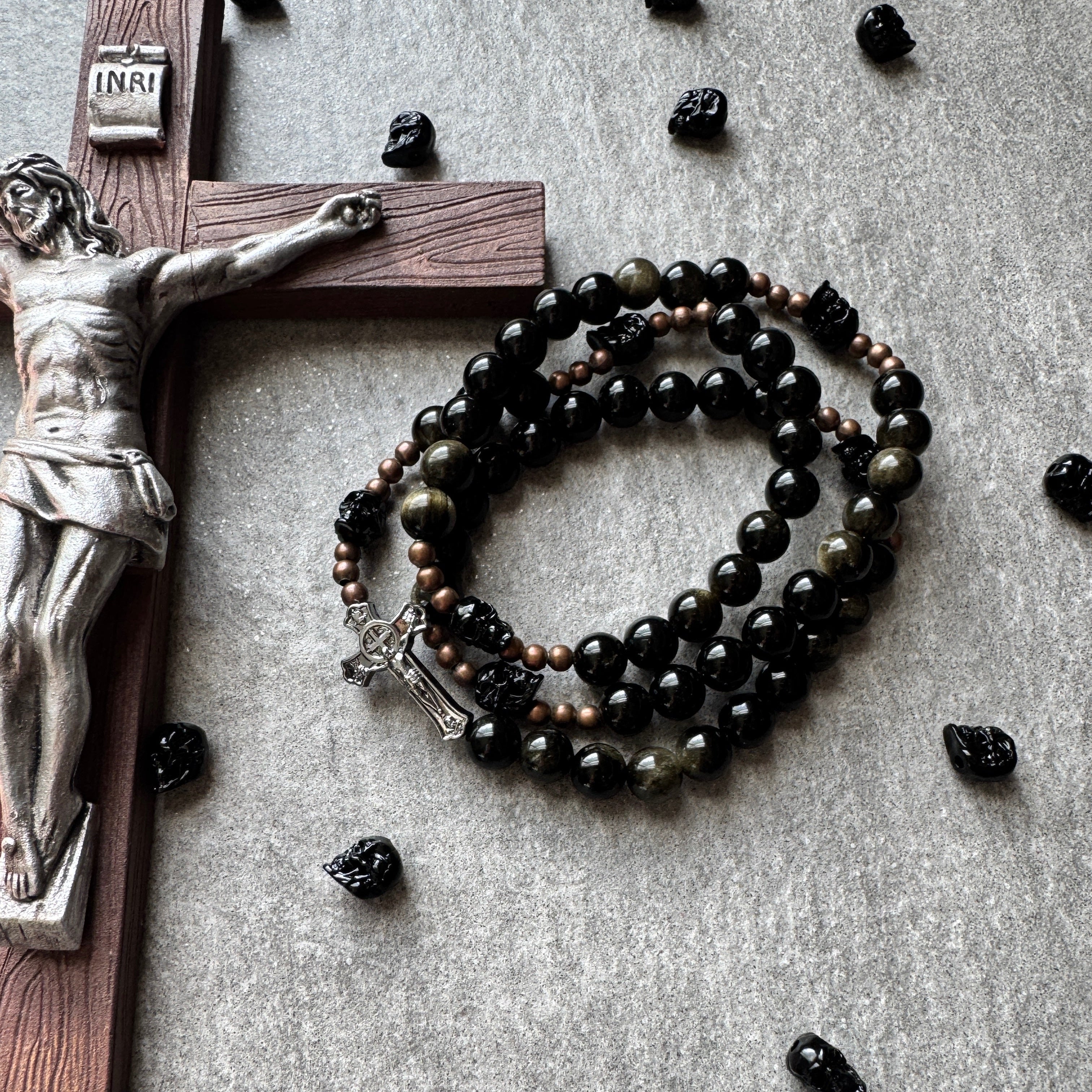 Memento Mori | Triple Wrap Rosary Bracelet – Crux Invicta
