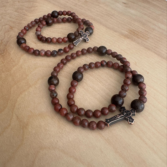 Sacred Heart Men's Double Wrap Rosary Bracelet