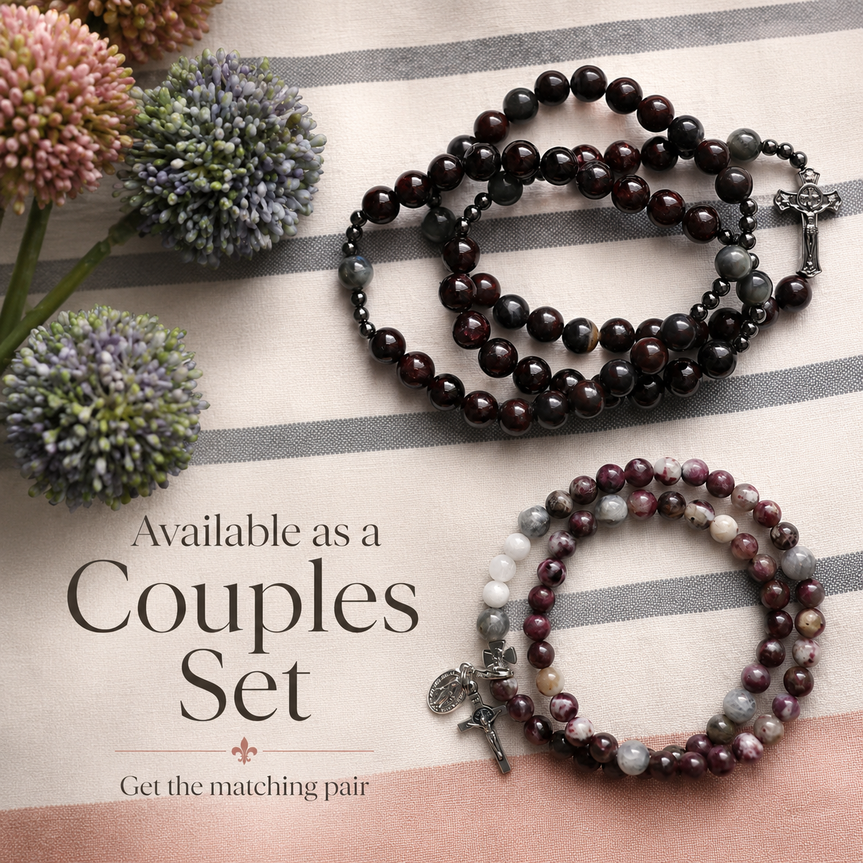 Saint Louis Martin Rosary Bracelet | Triple Wrap